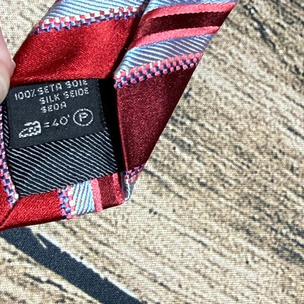 Ermenegildo Zegna Tie Men OS Red Striped Silk Italian Designer Necktie Luxury